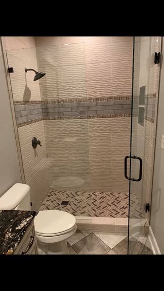 Porcelain tile bathroom by Kyle the Tile Guy