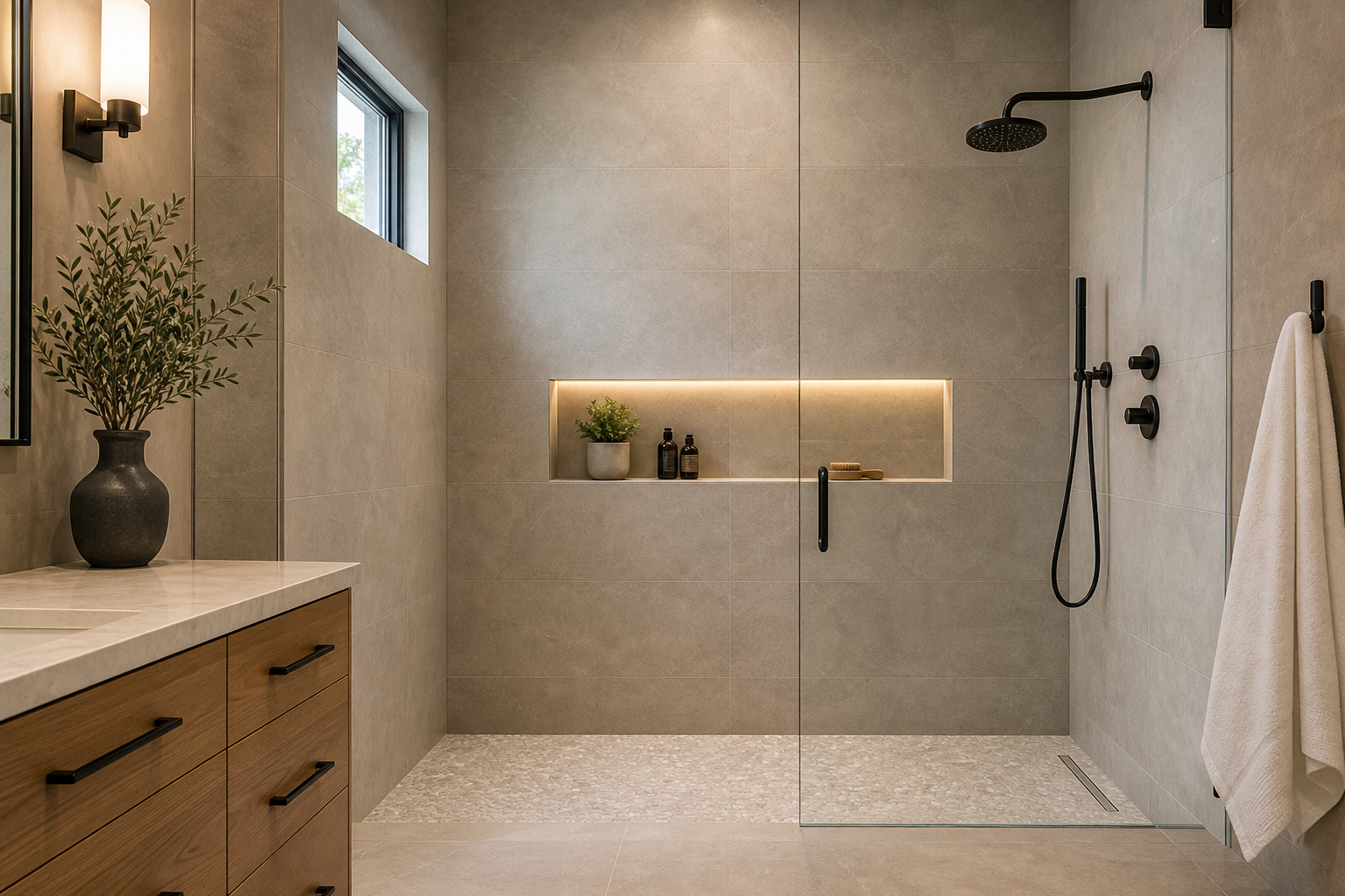 Premium finished shower tile installation